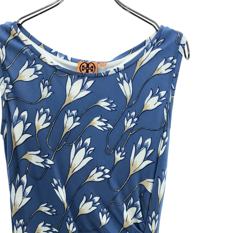 TORY BURCH / トリーバーチ | レーヨン 総柄 フラワー ロゴ ノースリーブ ワンピース / 裏地付き | XS | レディース