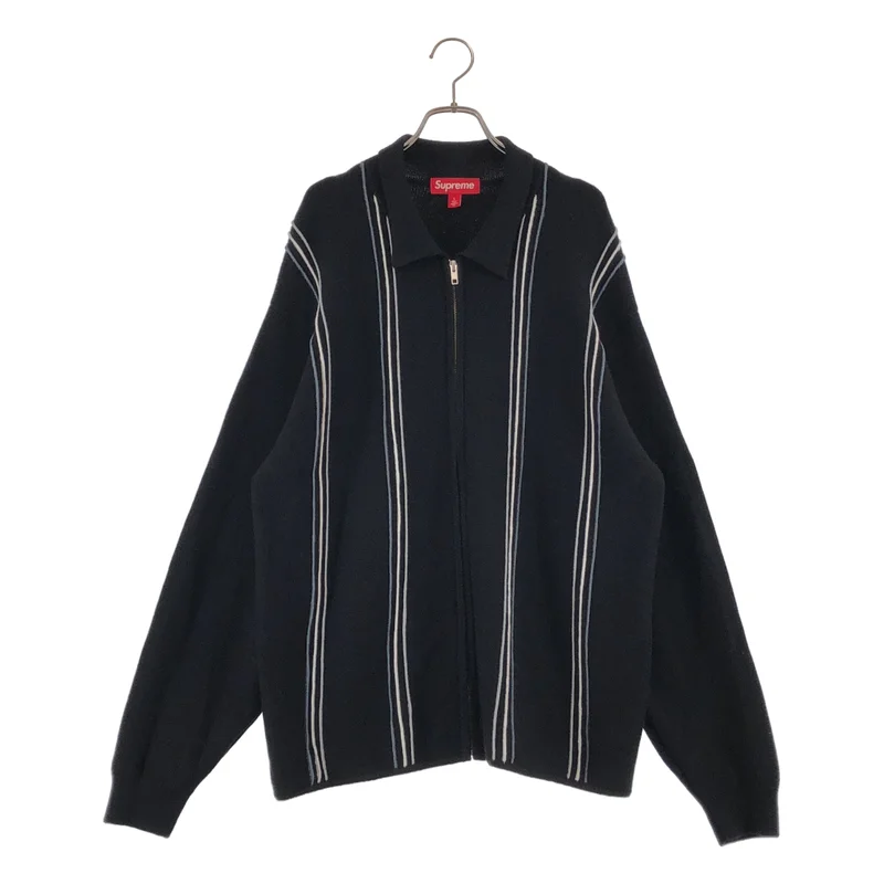 SUPREME / シュプリーム | Stripe Zip Up Polo Sweater ストライプ ジップアップ ポロニット | L | メンズ