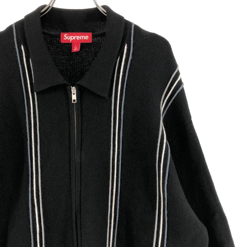 SUPREME / シュプリーム | Stripe Zip Up Polo Sweater ストライプ ジップアップ ポロニット | L | メンズ