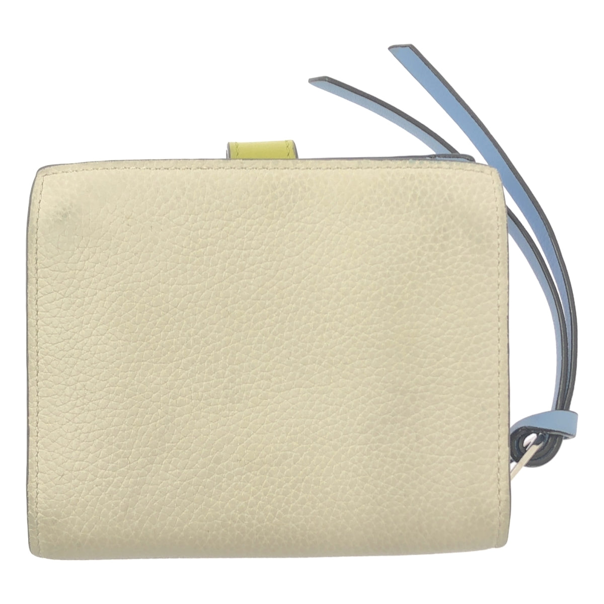 LOEWE / ロエベ | SGC COMPACT ZIP WALLET / アナグラム ロゴ レザー コンパクト ウォレット 財布 | オフホワイト/ブルー/イエロー系 | レディース LOEWE / ロエベ | SGC COMPACT ZIP WALLET / アナグラム ロゴ レザー