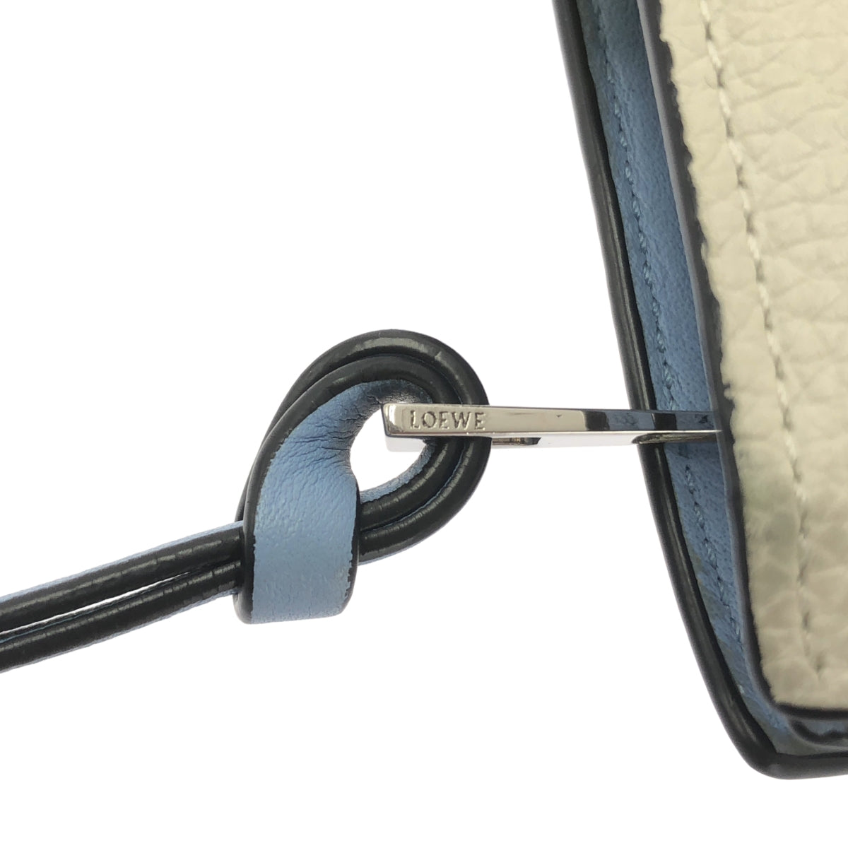 LOEWE / ロエベ | SGC COMPACT ZIP WALLET / アナグラム ロゴ レザー コンパクト ウォレット 財布 | オフホワイト/ブルー/イエロー系 | レディース LOEWE / ロエベ | SGC COMPACT ZIP WALLET / アナグラム ロゴ レザー