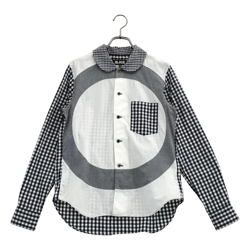 BLACK COMME des GARCONS / ブラックコムデギャルソン | コットン チェック ラウンドカラー 切替シャツ | XS | メンズ
