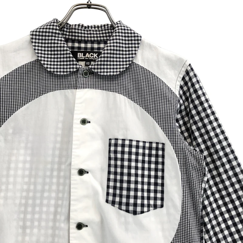 BLACK COMME des GARCONS / ブラックコムデギャルソン | コットン チェック ラウンドカラー 切替シャツ | XS | メンズ