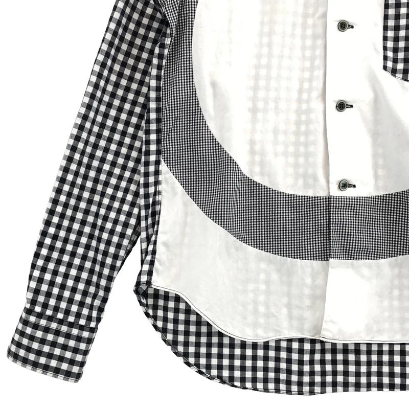BLACK COMME des GARCONS / ブラックコムデギャルソン | コットン チェック ラウンドカラー 切替シャツ | XS | メンズ