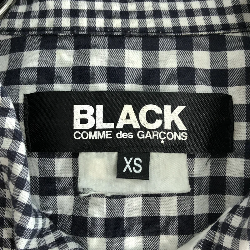 BLACK COMME des GARCONS / ブラックコムデギャルソン | コットン チェック ラウンドカラー 切替シャツ | XS | メンズ