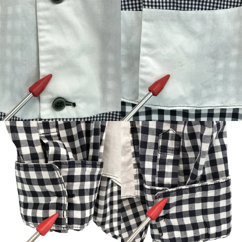 BLACK COMME des GARCONS / ブラックコムデギャルソン | コットン チェック ラウンドカラー 切替シャツ | XS | メンズ