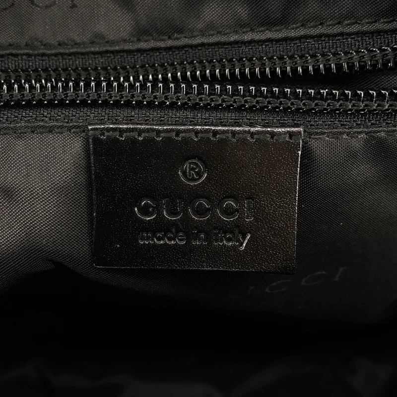 GUCCI / グッチ | ナイロン レザー ロゴプレート ショルダーバッグ |