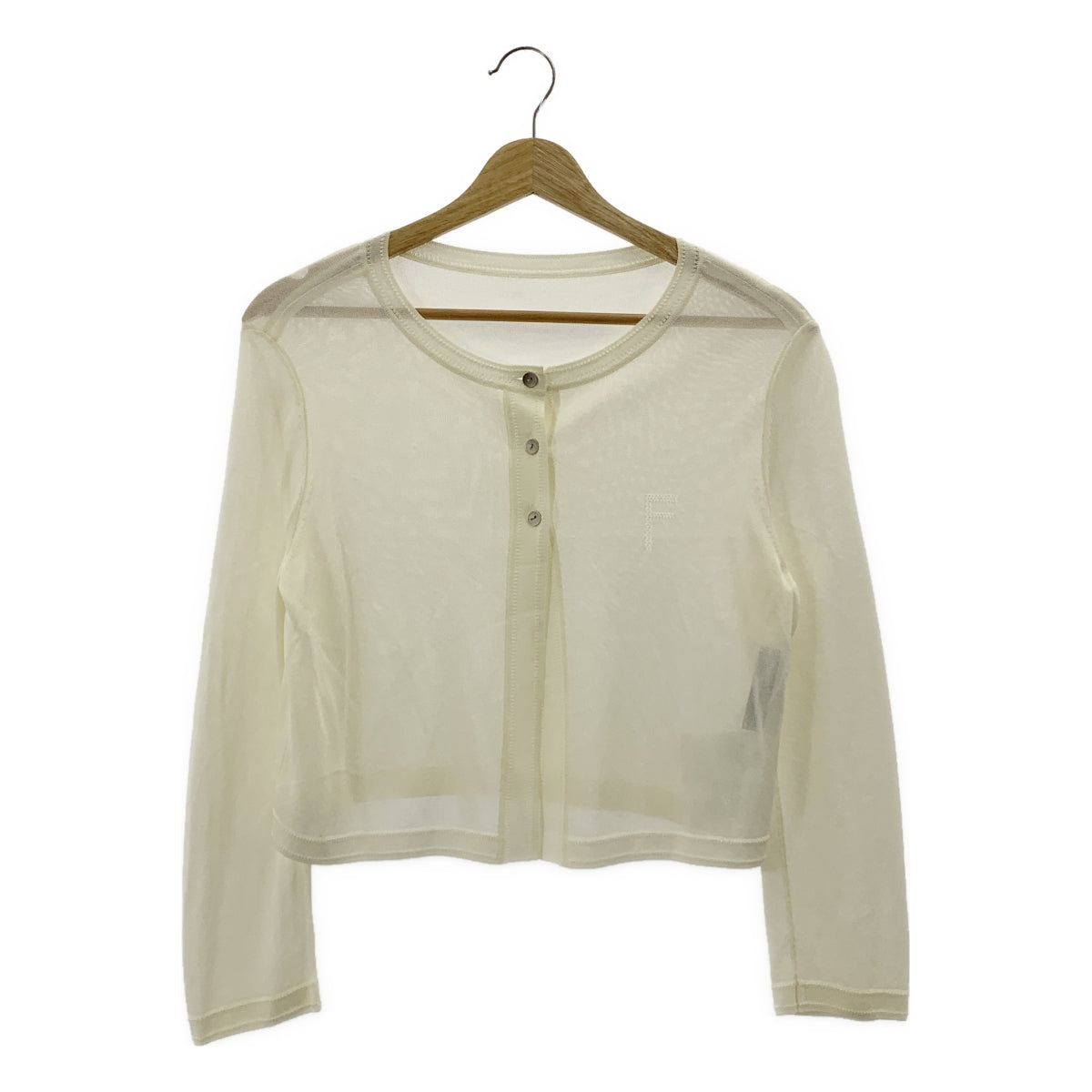 FOXEY / フォクシー | Ajoure ロゴ クルーネック カーディガン | 38 | オフホワイト | レディース FOXEY / フォクシー | Ajoure ロゴ クルーネック カーディガン | 38