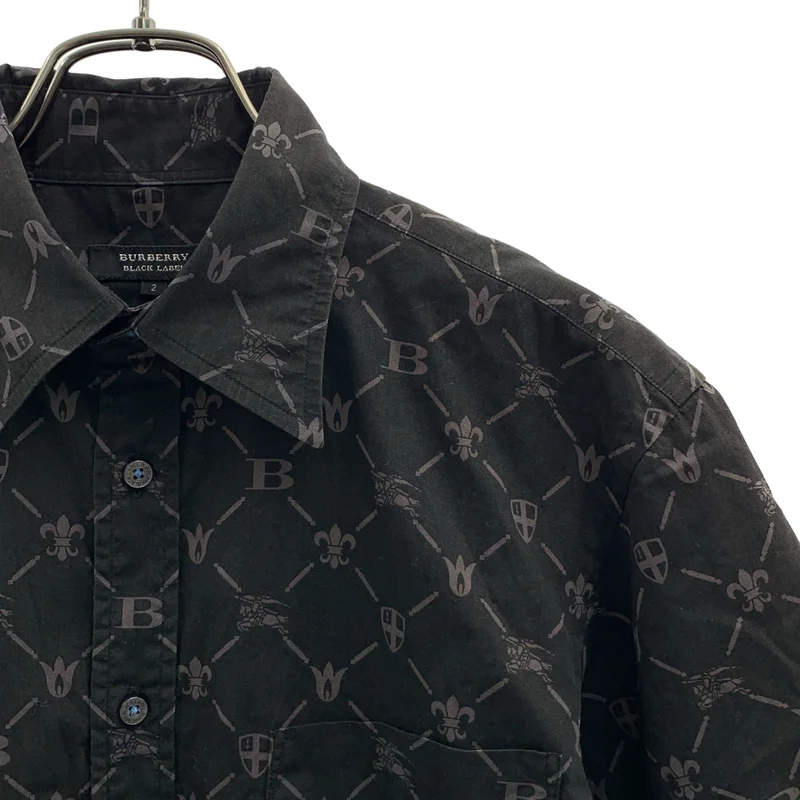 BURBERRY BLACK LABEL / バーバリーブラックレーベル | 総柄 ロゴボタン シャツ | 2 | メンズ