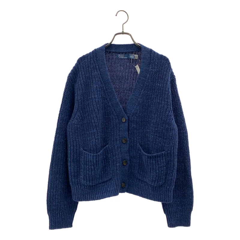 POLO BY RALPH LAUREN / ポロバイラルフローレン | リネン コットン ワンポイントポニー ロゴボタン ニット カーディガン | M | レディース