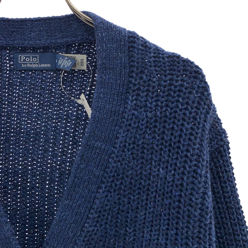 POLO BY RALPH LAUREN / ポロバイラルフローレン | リネン コットン ワンポイントポニー ロゴボタン ニット カーディガン | M | レディース