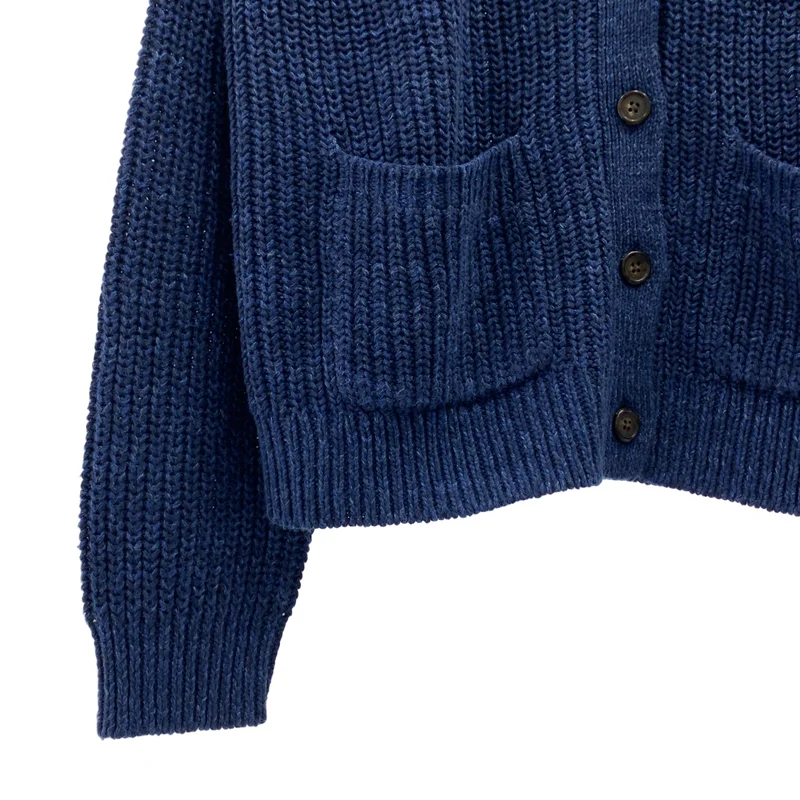 POLO BY RALPH LAUREN / ポロバイラルフローレン | リネン コットン ワンポイントポニー ロゴボタン ニット カーディガン | M | レディース