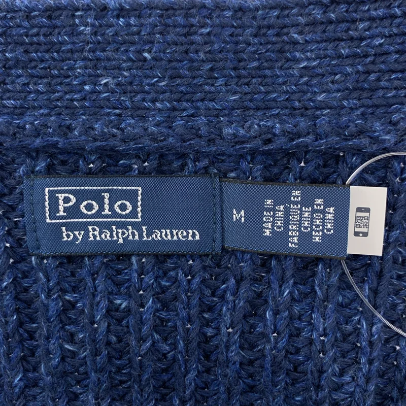 POLO BY RALPH LAUREN / ポロバイラルフローレン | リネン コットン ワンポイントポニー ロゴボタン ニット カーディガン | M | レディース