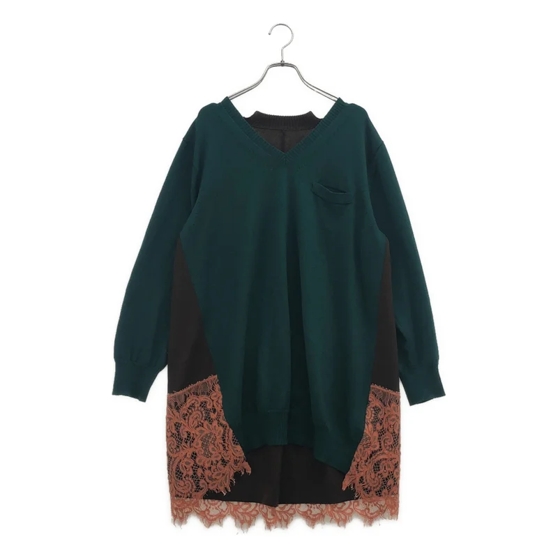 sacai / サカイ | レースドッキング Vネックニット 13-01900 | 2 | レディース
