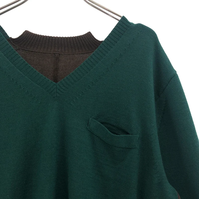 sacai / サカイ | レースドッキング Vネックニット 13-01900 | 2 | レディース