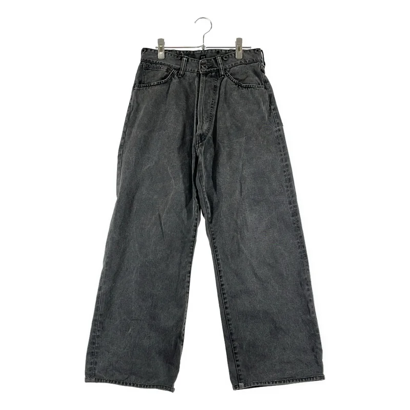TAIGA TAKAHASHI / タイガタカハシ | LOT.209 Buckle - Backed Trousers / ブラックデニム ワイドパンツ | 30 | チャコール系 | メンズ TAIGA TAKAHASHI / タイガタカハシ | LOT.209 Buckle - Backed