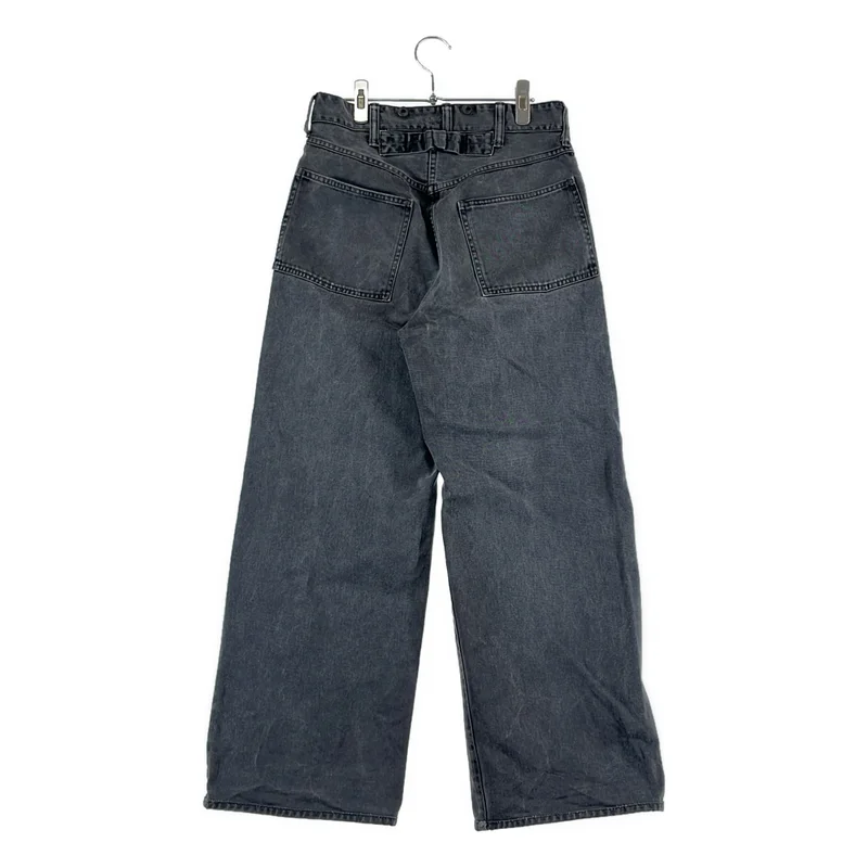 TAIGA TAKAHASHI / タイガタカハシ | LOT.209 Buckle - Backed Trousers / ブラックデニム ワイドパンツ | 30 | メンズ