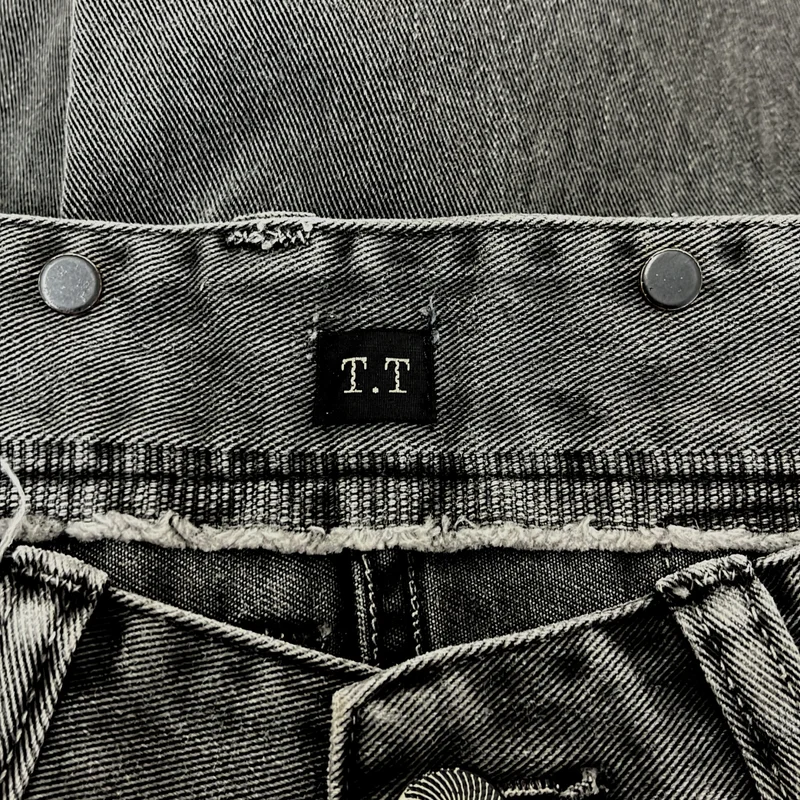 TAIGA TAKAHASHI / タイガタカハシ | LOT.209 Buckle - Backed Trousers / ブラックデニム ワイドパンツ | 30 | メンズ