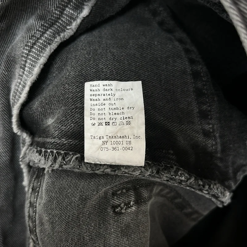 TAIGA TAKAHASHI / タイガタカハシ | LOT.209 Buckle - Backed Trousers / ブラックデニム ワイドパンツ | 30 | メンズ