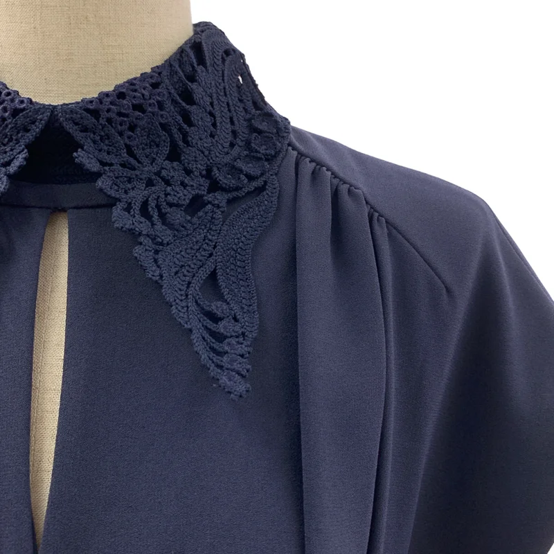 Mame Kurogouchi / マメクロゴウチ | 2024SS | Back Satin Crepe Georgette Embroidered Collar Flared Dress コード刺しゅう ワンピース | 1 | レディース