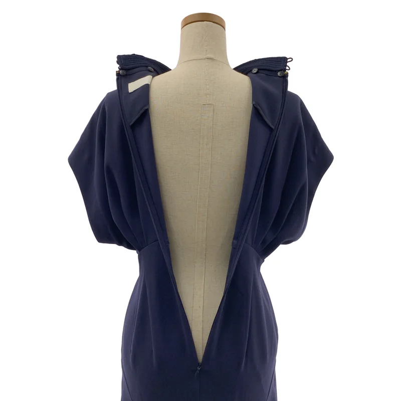 Mame Kurogouchi / マメクロゴウチ | 2024SS | Back Satin Crepe Georgette Embroidered Collar Flared Dress コード刺しゅう ワンピース | 1 | レディース