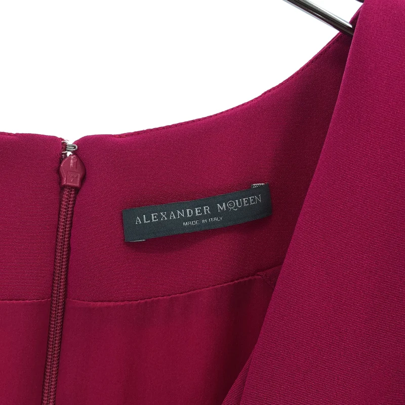 ALEXANDER MCQUEEN / アレキサンダーマックイーン | シルク ドレープ Vネック ドレス ワンピース | 40 | レディース