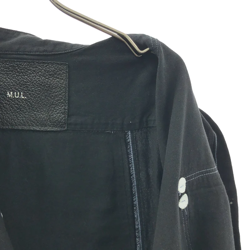 M.U.L. / エムユーエル | コットン レザー切替 バンドカラー シャツワンピース |