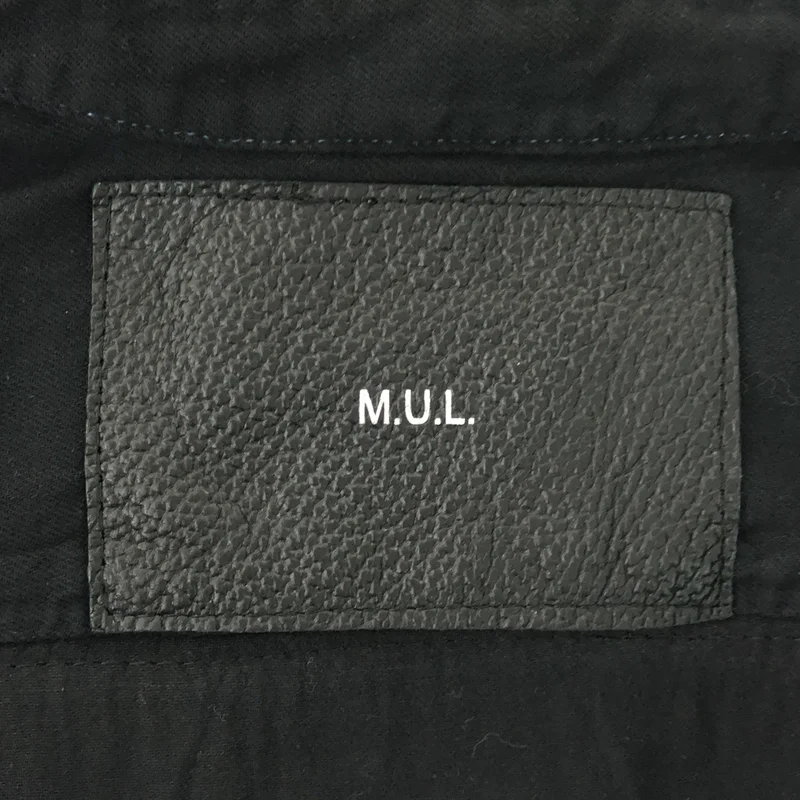 M.U.L. / エムユーエル | コットン レザー切替 バンドカラー シャツワンピース |