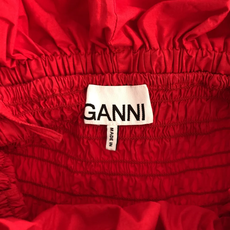 Ganni / ガニー | COTTON POPLIN LONG SMOCK DRESS オフショルダー スモックワンピース | 34 | レディース