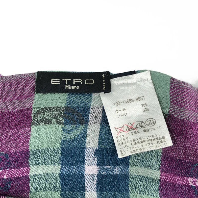 ETRO / エトロ | ウール シルク ストライプ 総柄 マフラー |