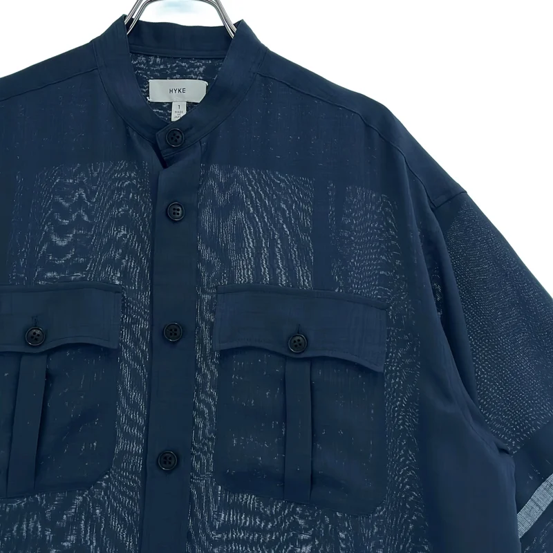 HYKE / ハイク | 2021SS | SHARK SKIN SHIRT MAXI DRESS / シャークスキン シャツマキシドレス 半袖ワンピース | 1 | レディース