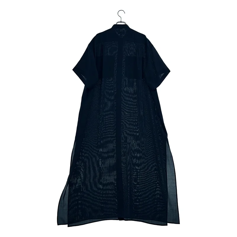 HYKE / ハイク | 2021SS | SHARK SKIN SHIRT MAXI DRESS / シャークスキン シャツマキシドレス 半袖ワンピース | 1 | レディース