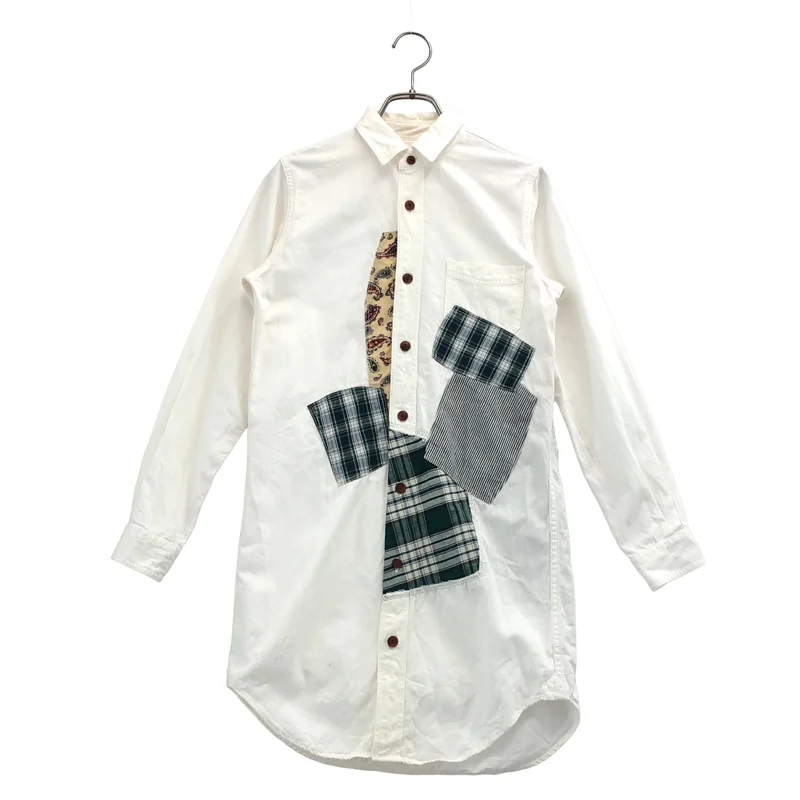 JUNYA WATANABE MAN PINK / ジュンヤワタナベマンピンク | 2012SS | コットン リネン パッチワーク シャツワンピース | S | レディース