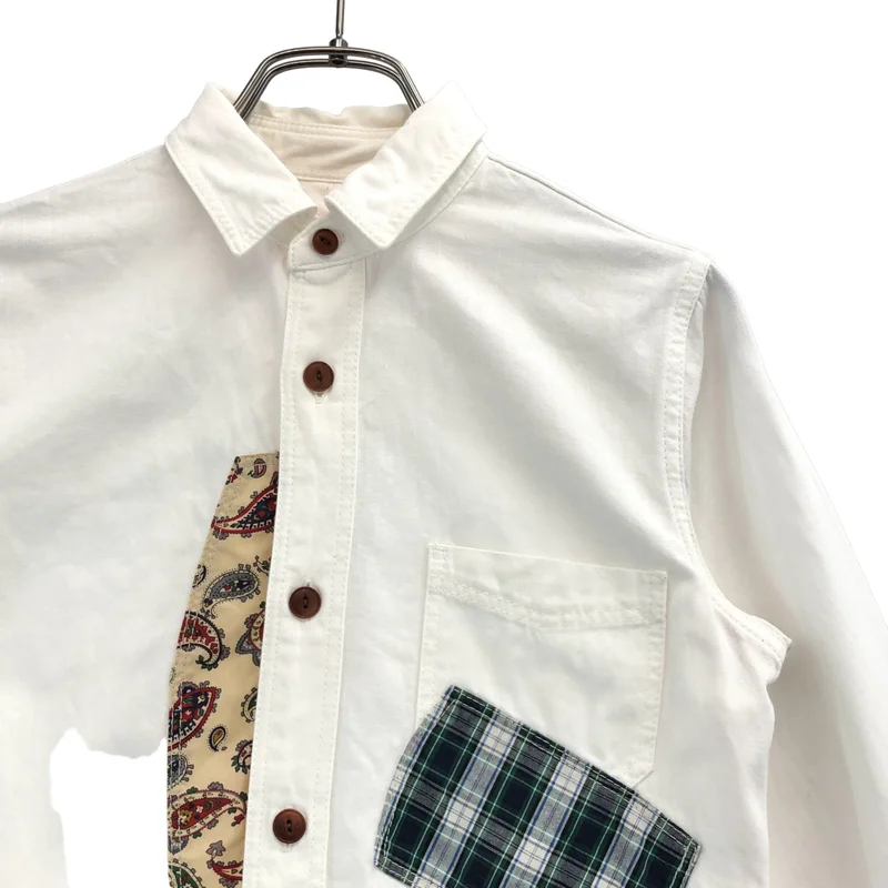 JUNYA WATANABE MAN PINK / ジュンヤワタナベマンピンク | 2012SS | コットン リネン パッチワーク シャツワンピース | S | レディース