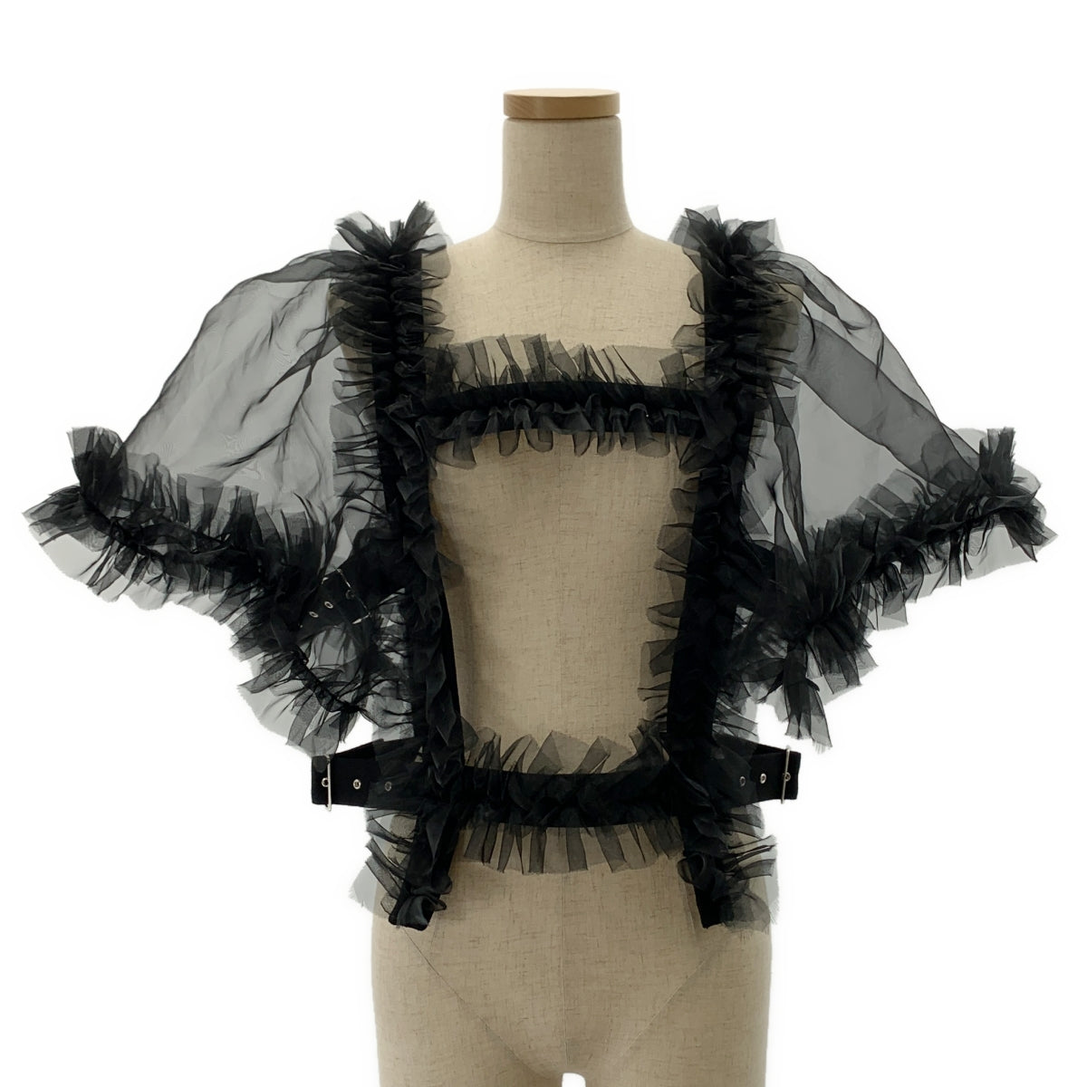 【中古】ノアールケイニノミヤ noir kei ninomiya 2025年春夏 オーガンジー フリル ハーネス ベスト ブラック【サイズS】【レディース】 美品】 noir kei ninomiya / ノワールケイニノミヤ | AD2025 | Black