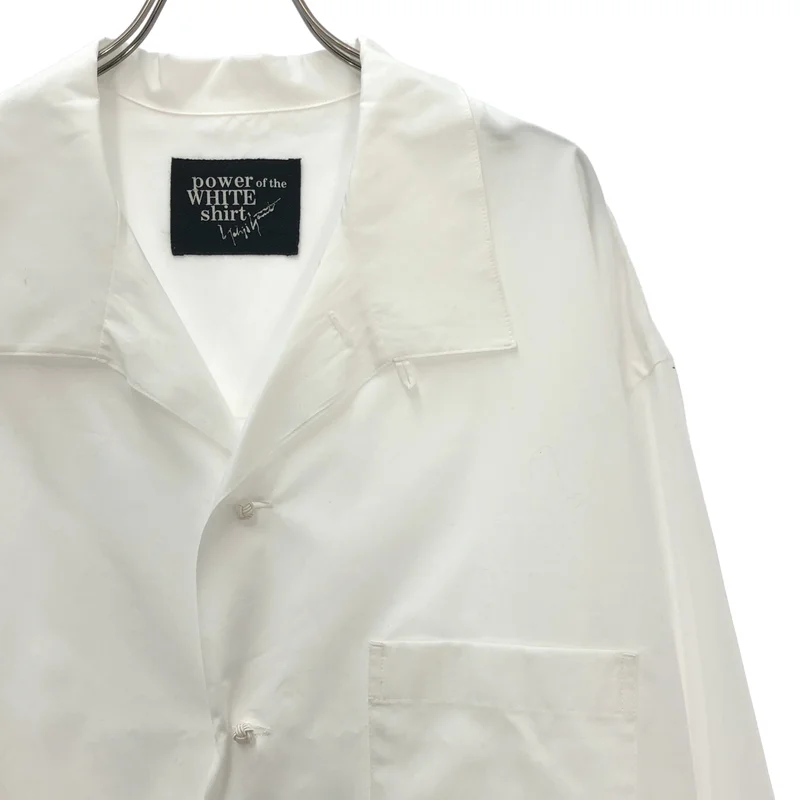 YOHJI YAMAMOTO / ヨウジヤマモト | 2024AW | 100/2 BROAD KNOT BUTTONS OPEN COLLAR SHIRT オープンカラーシャツ | 2 | メンズ