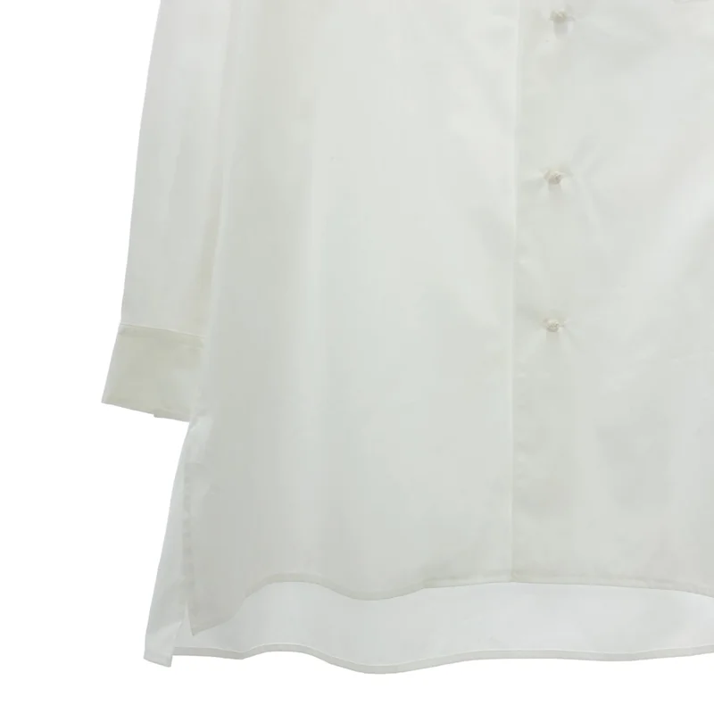 YOHJI YAMAMOTO / ヨウジヤマモト | 2024AW | 100/2 BROAD KNOT BUTTONS OPEN COLLAR SHIRT オープンカラーシャツ | 2 | メンズ