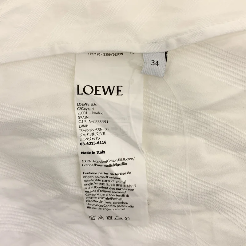 LOEWE / ロエベ | コットン ストライプ チェーン プリーツ ビッグシャツ | 34 | レディース