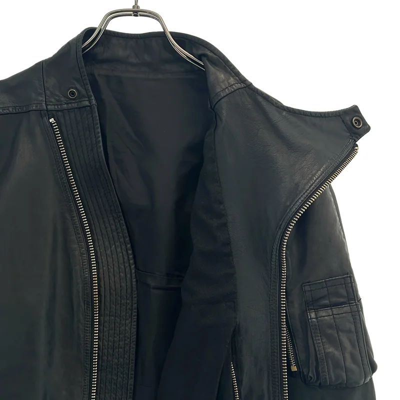 Rick Owens / リックオウエンス | Globa Back Zip Riders Jacket レザー バックジップ ライダースジャケット | S | メンズ