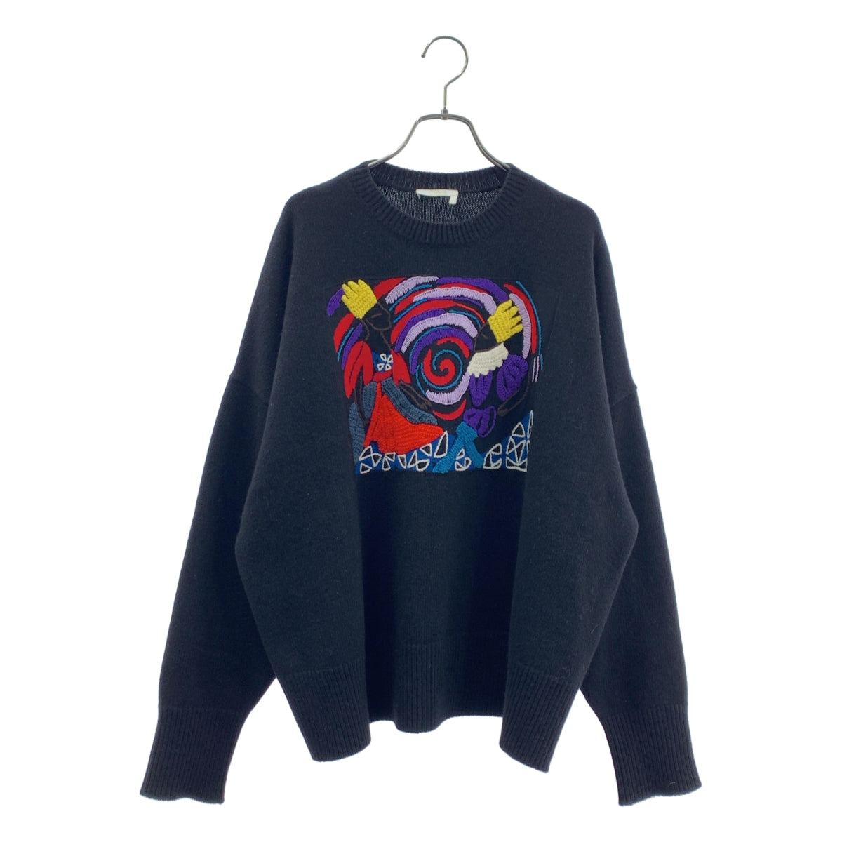 Chloe / クロエ | 2023AW | ウール カシミヤ エンブロイダリー クルーネックニット | M | ブラック | レディース Chloe / クロエ | 2023AW | ウール カシミヤ エンブロイダリー クルー