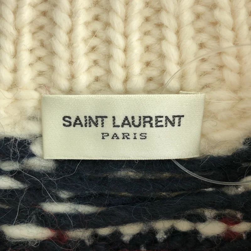 SAINT LAURENT PARIS / サンローランパリ | 2013AW | エディ期 モックネック エルボーパッチ ノルディックニット | M | メンズ