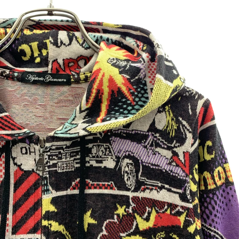 HYSTERIC GLAMOUR / ヒステリックグラマー | コットン 総柄 ジップ スウェット フーディ | F | レディース