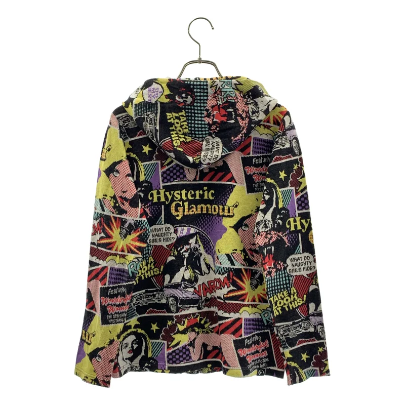 HYSTERIC GLAMOUR / ヒステリックグラマー | コットン 総柄 ジップ スウェット フーディ | F | レディース