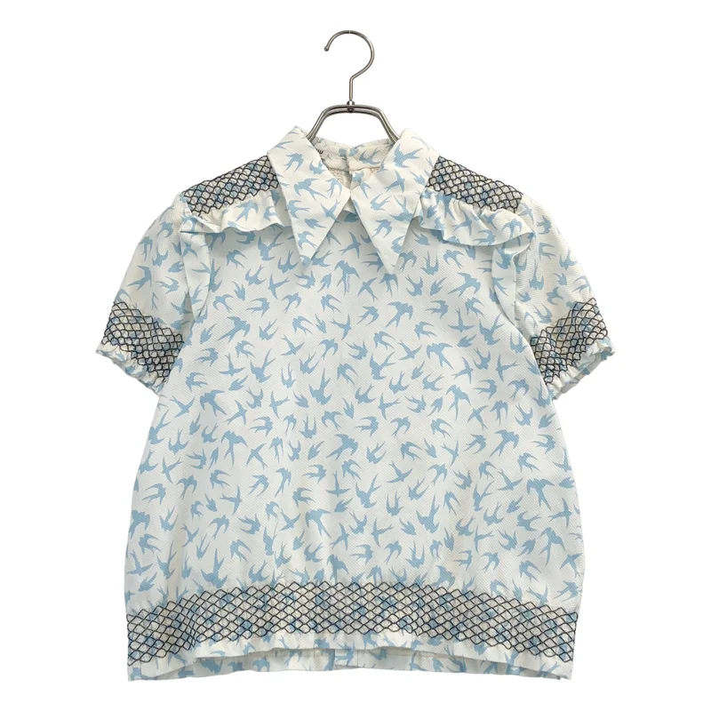miu miu / ミュウミュウ | コットン 総柄 ギャザー ショートスリーブ ブラウス | 38 | レディース