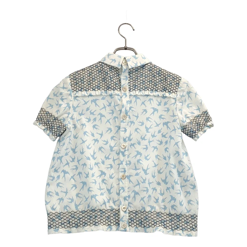miu miu / ミュウミュウ | コットン 総柄 ギャザー ショートスリーブ ブラウス | 38 | レディース