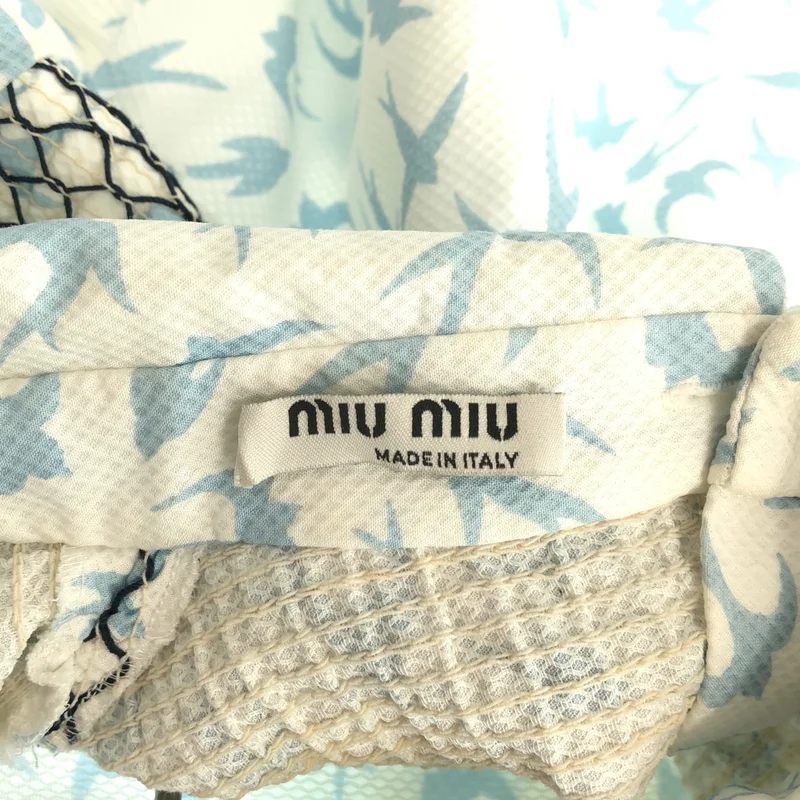 miu miu / ミュウミュウ | コットン 総柄 ギャザー ショートスリーブ ブラウス | 38 | レディース