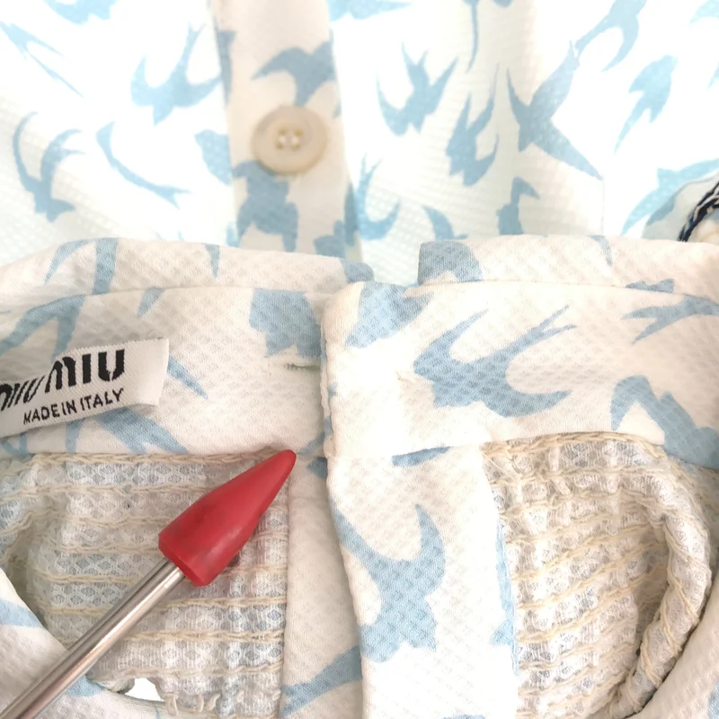 miu miu / ミュウミュウ | コットン 総柄 ギャザー ショートスリーブ ブラウス | 38 | レディース