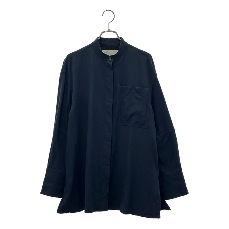 JIL SANDER / ジルサンダー | 2024SS | W SHIRT 04 / ウールギャバジン バンドカラー 比翼シャツ | 30 | レディース