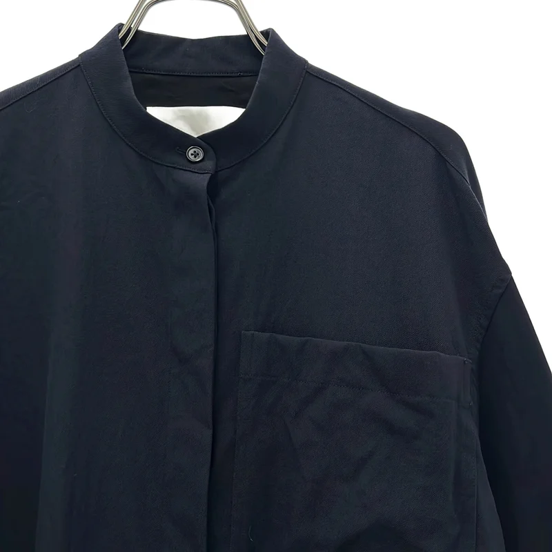 JIL SANDER / ジルサンダー | 2024SS | W SHIRT 04 / ウールギャバジン バンドカラー 比翼シャツ | 30 | レディース
