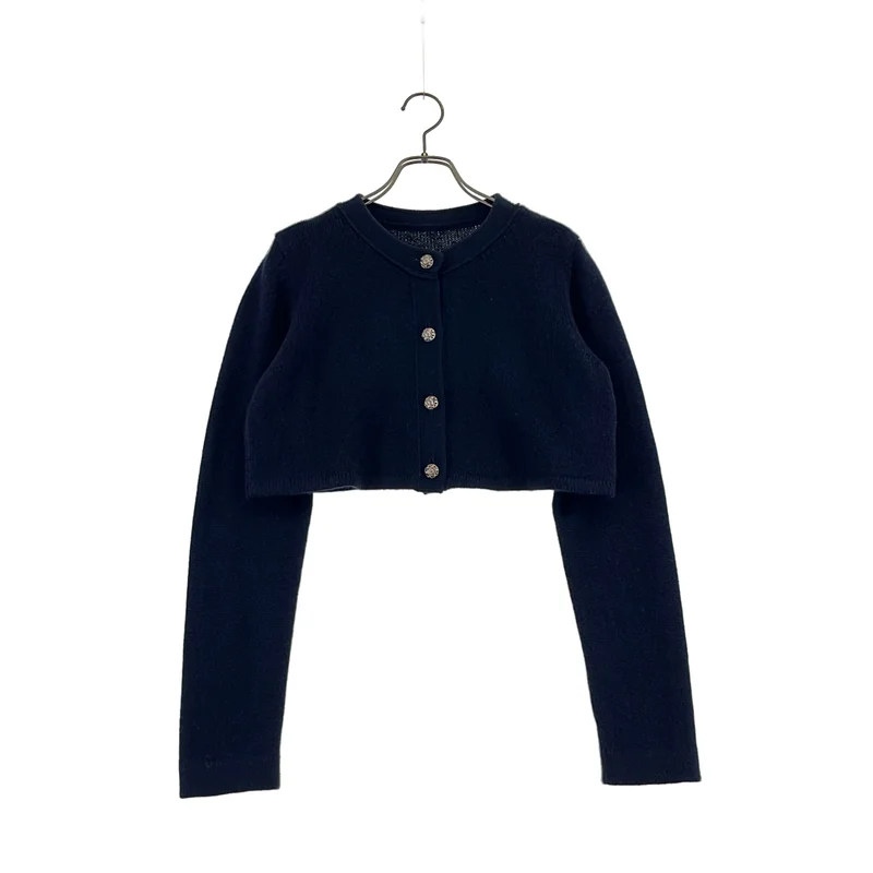 FOXEY / フォクシー | カシミヤ ローズボタン バンドカラー ショートニットカーディガン | 40 | レディース